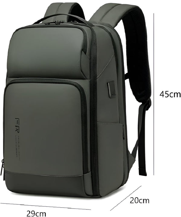 Laptoprugzak met powerbank USB oplaadfunctie spatwaterdicht 35L capaciteit - 3 Kleuren