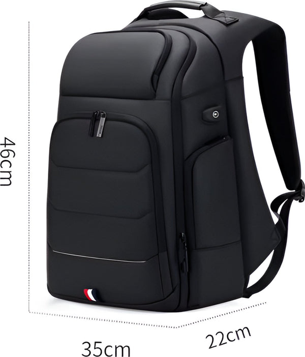 CarryQuest® - Waterdichte Rugzak USB Oplaadbaar - 15,6 inch Laptopvak - Oxford Zwart - Versie 2.0 en 3.0 - Geschikt als Handbagage - Zwart
