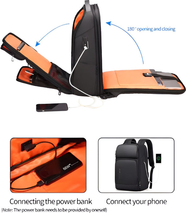 Laptoprugzak USB oplaadpoort spatwaterdicht nylon 35 liter - 3 Kleuren