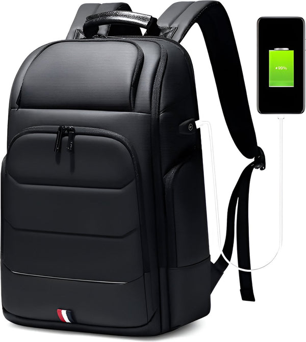 CarryQuest® - Waterdichte Rugzak USB Oplaadbaar - 15,6 inch Laptopvak - Oxford Zwart - Versie 2.0 & 3.0 - Zwart
