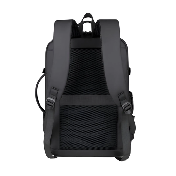 CarryQuest® - Laptoprugzak Heren 16-inch - Duurzaam Canvas + Leren Accenten - Lichtgewicht & Ruim - Studentenboekentas voor - Motorreizen - Zwart