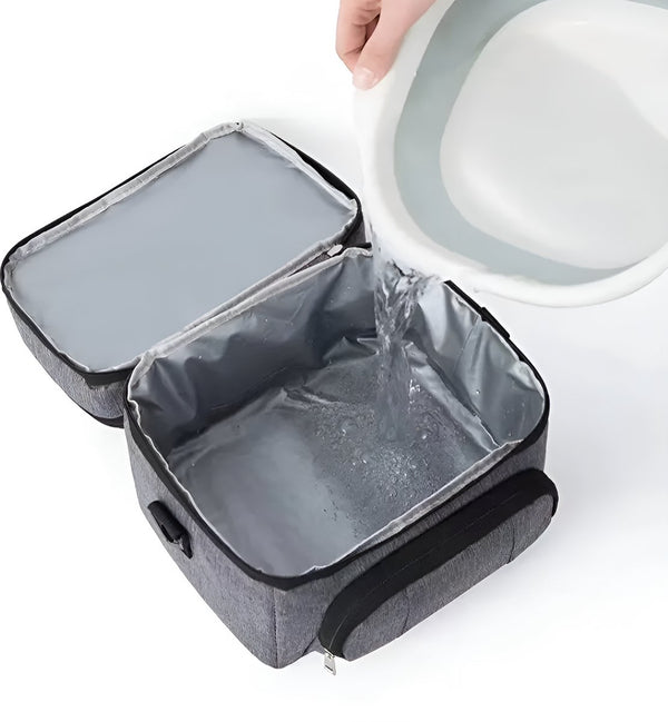 CarryQuest® - Geïsoleerde Koeltas - Lunchtas - Geïsoleerde Lunchtas - Dubbel Compartiment + 8 Uur Isolatie - Waterdicht Oxford - Thermische Lunchbox - Met Verstelbare Riem - Grijs