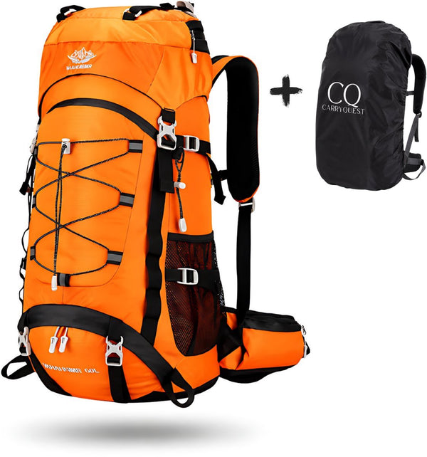 Wandelrugzak 60L nylon met drinksysteem en regenhoes - 5 Kleuren