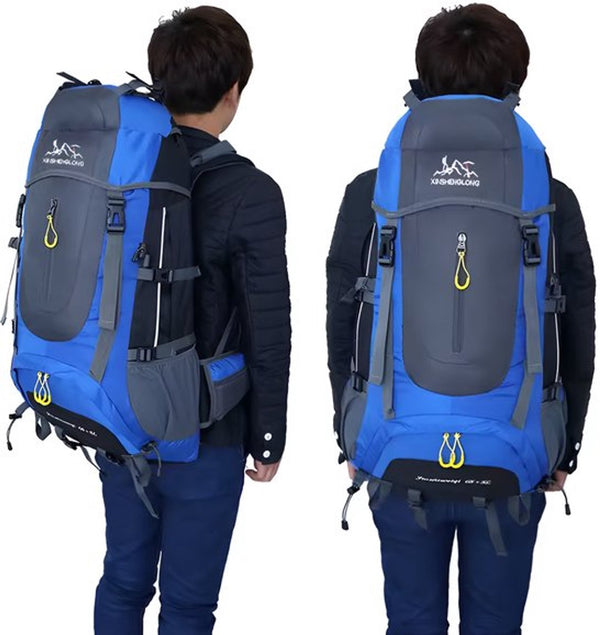 CarryQuest® 70L Camping Rugzak - Grote Hiking Backpack met Regenhoes, Rugventilatie, Front-/Toploader & Meerdere Vakken - 3 Kleuren