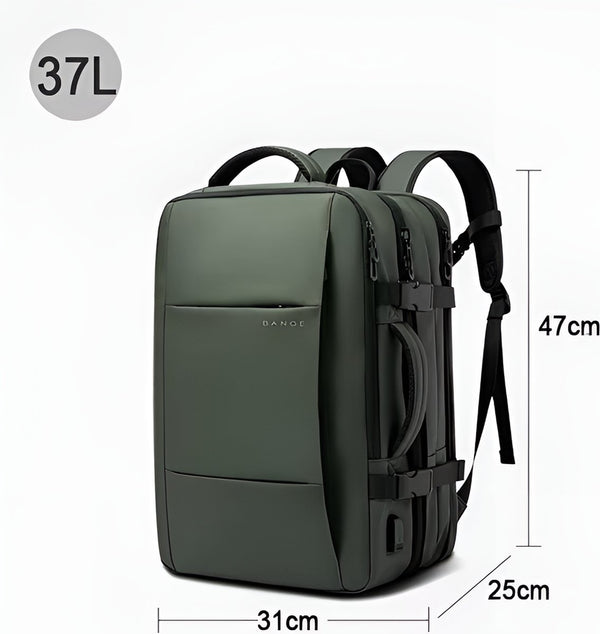 Reistrugzak 17.3 inch laptopvak uitbreidbaar waterdicht 37L - 2 Kleuren