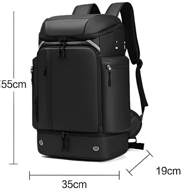 Reisrugzak heren 50L met USB-poort en schoenentas waterdicht Oxford doek - 2 Kleuren