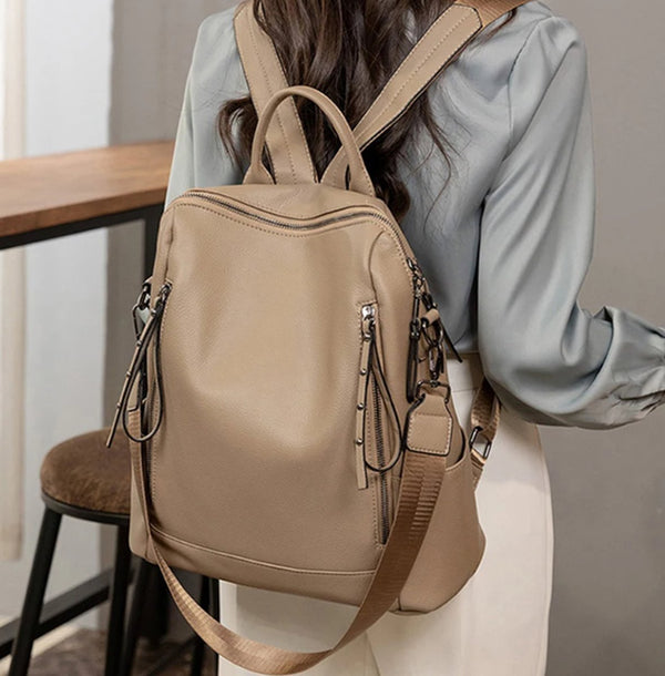 CarryQuest® - 36x15x32cm - Handtas Rugzak - PU-leer - Dames - Beige