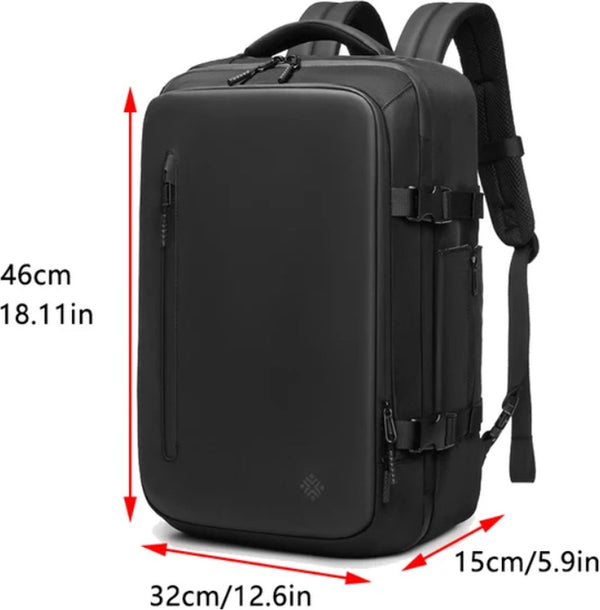 CarryQuest® - Vacuüm Rugzak RZ/TX - Draadloze Pomp - handbagage rugzak - Vliegtuig, Koffer, Reisrugzak, - Waterdichte Reistas - Reizen, Zaken, Zakenreizen, Weekend - Zwart