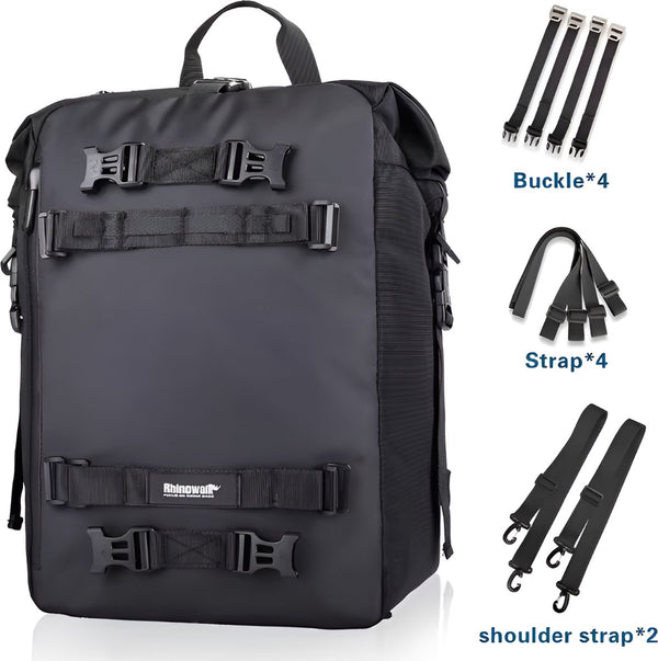 CarryQuest® - Motor Achter Tas 30L Waterdicht Multifunctioneel Zadel Zijbagage Tas rugzak Universeel 30L - Zwart