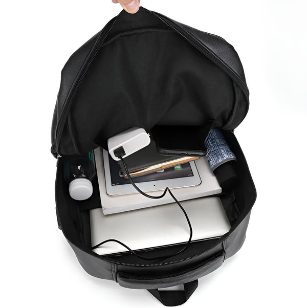 Laptop Rugzak USB Oplaadbaar PU Lederen 20-35L Capaciteit 15 inch - 3 Kleuren