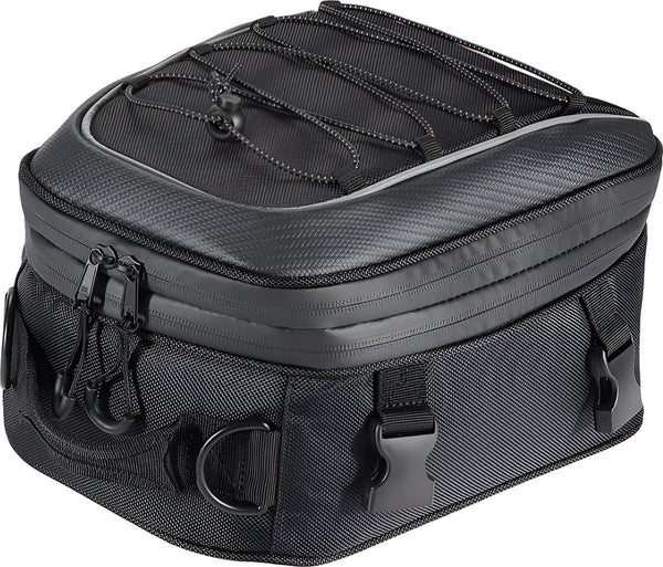 CarryQuest® - Motor Rugzak - Zadeltas Motor - Uitbreidbare Universele Achtermotorfiets Rugzak - 7-12 Liter Capaciteit - Waterdicht Oxford Stof - Inclusief Regenhoes - Zwart
