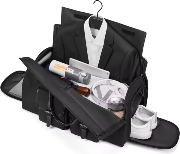 CarryQuest® - Opvouwbare - Weekendtas - Reistas - Zakelijke - Weekendtas - Reistassen - Zakelijke Reistas - Zakelijke Reistassen - Heren - Opvouwbaar - Polyester - 58x33x34cm - 1kg - Bol.com - Zwart