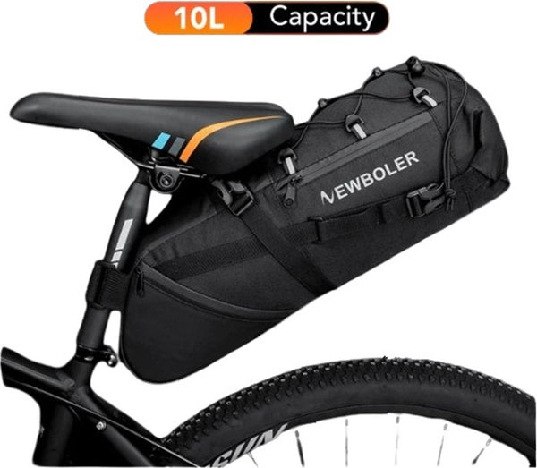 CarryQuest® - Fietstas - Waterdicht - Zwart - 10L - Fietsaccessoires - Fiets Tas - Fiets Reis - Fiets Transport - Fiets Waterdicht - Fiets Duurzaam - Fiets Flexibiliteit - Gratis Verzending