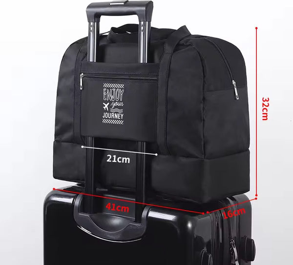 CarryQuest® - Opvouwbare Reistas - Reisweekendtassen - Bagage Tas - Oxford - Reistas - Reistassen - Weekendtas - Weekendtassen - Reis - Reizen - Weekend - Weekenden - Opvouwbaar - Opvouwbare - Duurzaam - Duurzame - - Zwart