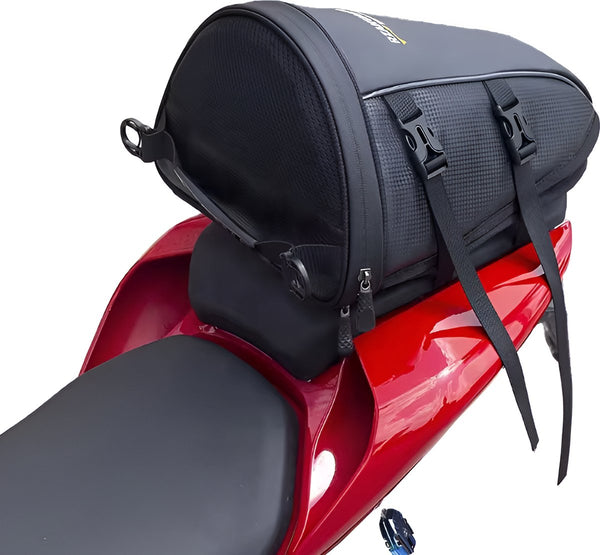 CarryQuest® - Motor Rugzak - Zadeltas Motor - Waterdichte Motorfiets Rugzak - Lichtgewicht & Uitbreidbaar van 7 tot 13 Liter - Comfortabel Draaggemak - Zwart