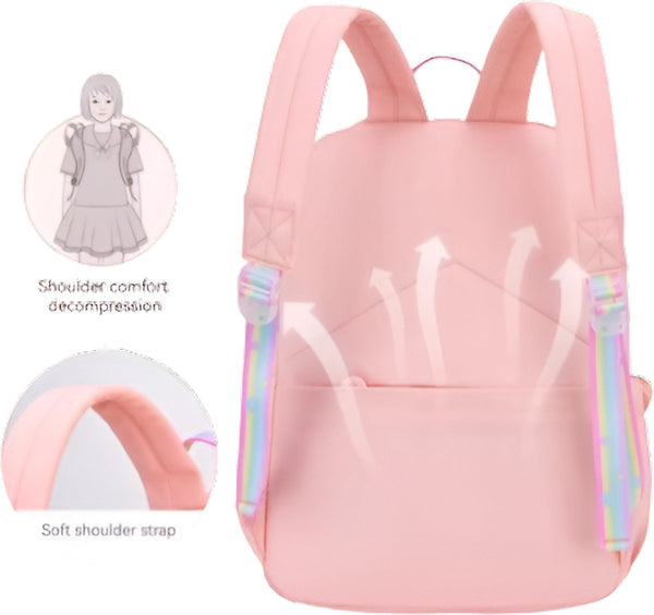 Schoolrugzak meisjes 5 vakken ergonomisch katoen nylon paars