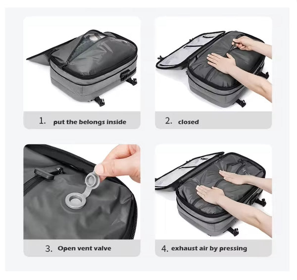 Vacuum Rugzak Pro1 met inclusieve pomp, 60L uitbreidbaar, waterdicht, handbagage - 4 Kleuren