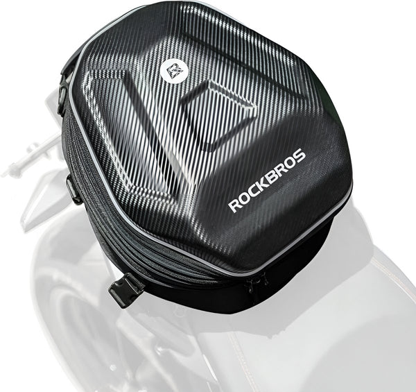 CarryQuest® - Motor Rugzak - Zadeltas Motor - Motorfiets Rugzak Achterzit - Motorrugzak - Waterdicht, Lichtgewicht, Uitbreidbaar van 20 tot 35L - Carbon Textuur - EVA Hard Shell Bescherming - Carbon