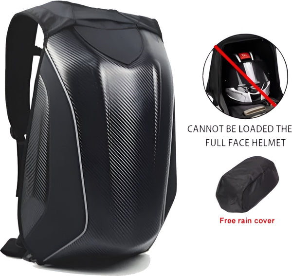 CarryQuest® - Carbon Fiber Motorhelm Rugzak 30L - Waterdichte Tas - Motor Rugzak - Harde Schaal - Turtle Bag - Innovatieve Motorfietstas - Waterbestendig - Grijs