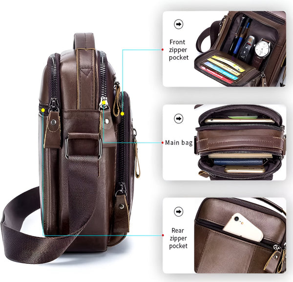 Reistas multifunctioneel compact echt leer met ritssluiting - 3 Kleuren