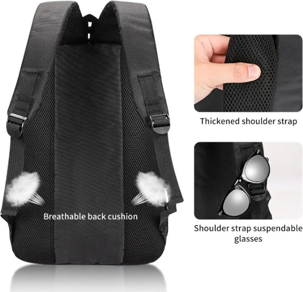 CarryQuest® - grote capaciteit - schoolrugzak - outdoor reizen - duurzaam - 48x33x15cm - zwart