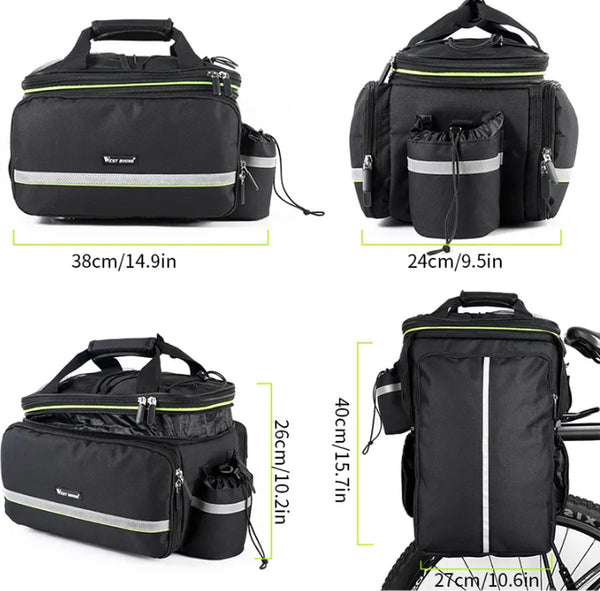CarryQuest® - Fietstas - Fietstassen - Waterdichte Fietstas - 3 in 1 Fietstas - Fietstas Regenhoes - Schoudertas - Handtas - Opvouwbare Fietstas - Zwart