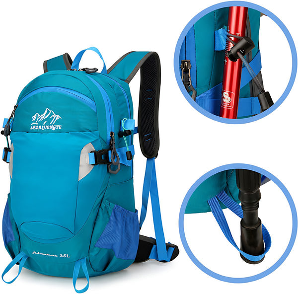 Hiking Rugzak 25L nylon met drinksysteem, regenhoes en rugventilatie - 6 Kleuren