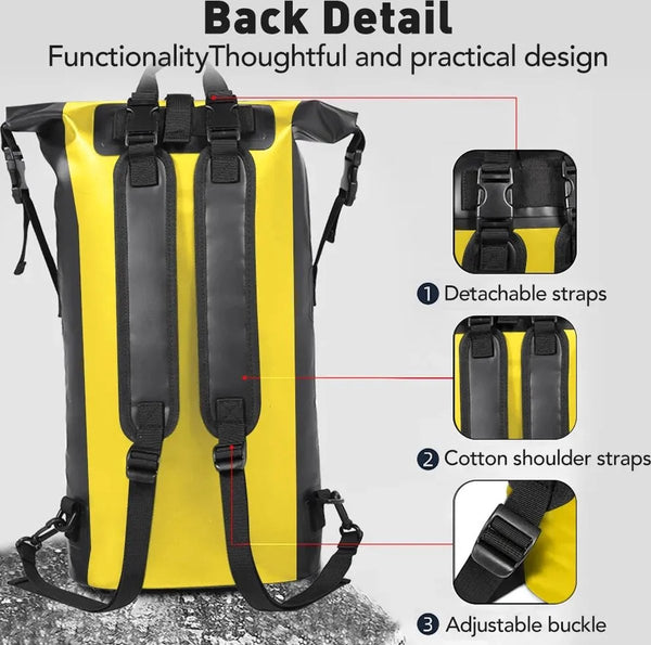 CarryQuest® - 30L Droge Tasrugzak - Waterdicht PVC 500D - Multifunctioneel - Unisex - Geel
