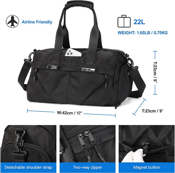 Sporttas waterdicht nylon 20-35L met schoenenvak Grijs