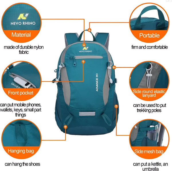 CarryQuest® - 20L Rugzak - Fietsen Reizen Knapzak Wandelen Dagrugzak - Ultralicht - Waterafstotend - 45x30x15cm - Rood