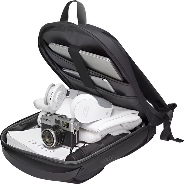 CarryQuest® - Multi-laags Ruimte Zakenrugzak - USB Oplaadfunctie + Laptopcompartiment tot 15,6 inch - Comfortabele Schouderbanden - Zwart