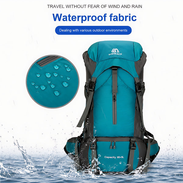 Reisrugzak 70L waterdichte nylon met regenhoes en rugventilatie - 5 Kleuren