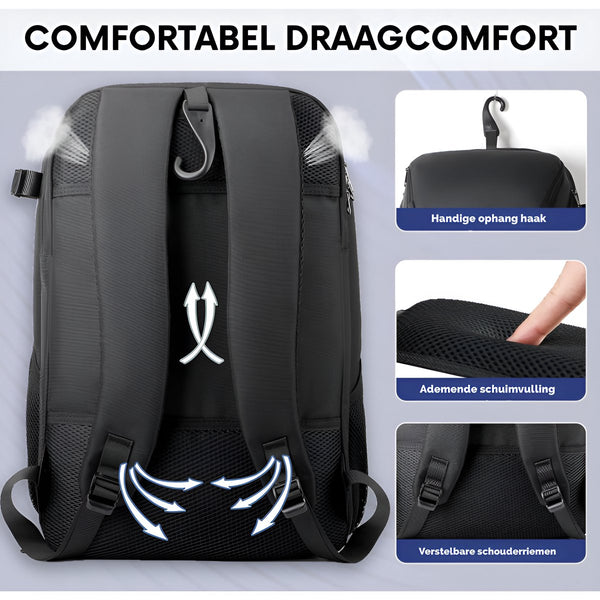 CarryQuest® - Voetbal rugzak - Tennis rugzak - Basketbal rugzak - Ruime Capaciteit - Schoenvak - Voetbal Rugzak - Pickleball - Squash - Padel - Tennistas - Zwart