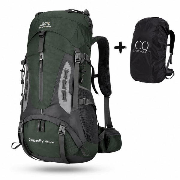 Hiking rugzak 70L nylon waterbestendig met drinksysteem en regenhoes - 6 Kleuren
