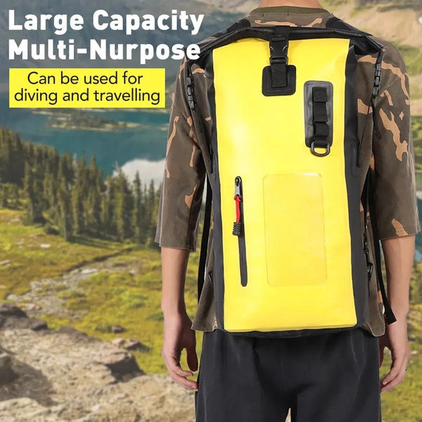 CarryQuest® - 30L Droge Tasrugzak - Waterdicht PVC 500D - Multifunctioneel - Unisex - Geel