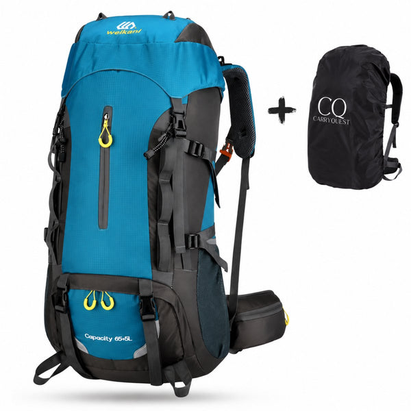 Bergbeklimmingsrugzak 70L waterdicht nylon met regenhoes en rugventilatie - 5 Kleuren
