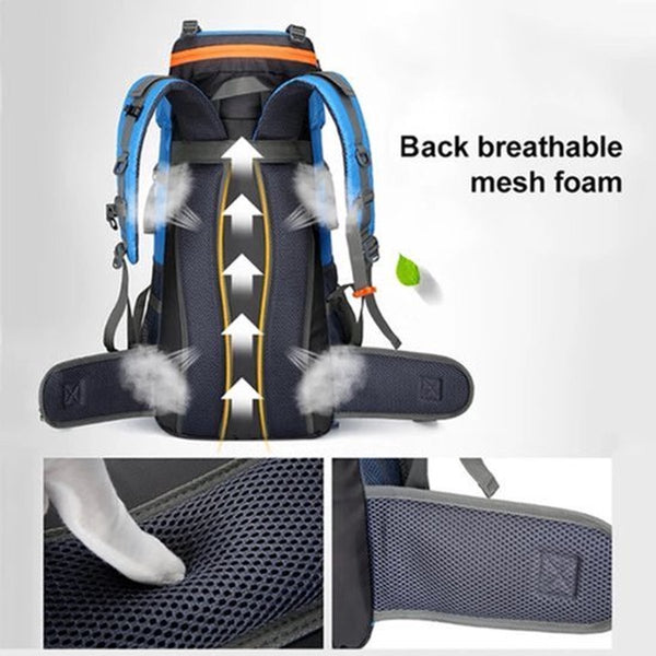 Hiking rugzak 70L nylon waterbestendig met drinksysteem en regenhoes - 6 Kleuren