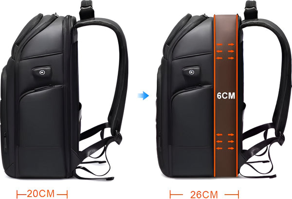 CarryQuest® - Waterdichte Rugzak USB Oplaadbaar - 15,6 inch Laptopvak - Oxford Zwart - Versie 2.0 & 3.0 - Zwart