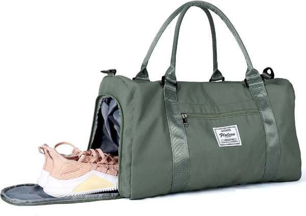 CarryQuest® - Reistas - Vrouwen - Yoga - Weekendtrips - Handbagage - Vliegtuigvriendelijk - Nylon - Schoenenvak - Droge & Natte Scheidingstas - Duurzaam - Lichtgewicht - Stijlvol - Bol.com - Groen