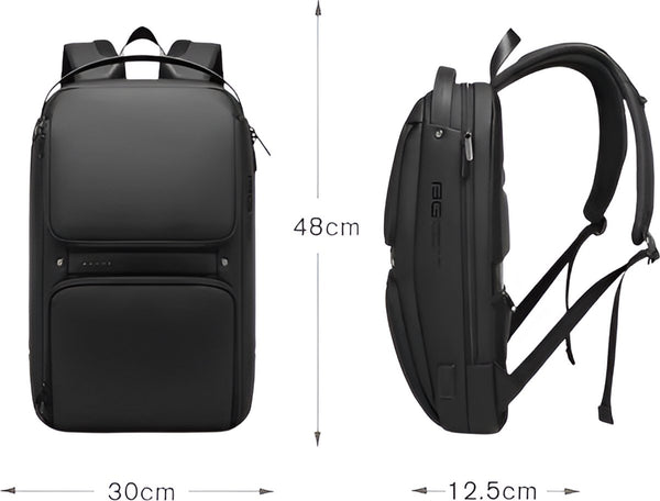 CarryQuest® - Multi-laags Ruimte Zakenrugzak - USB Oplaadfunctie + Laptopcompartiment tot 15,6 inch - Comfortabele Schouderbanden - Zwart