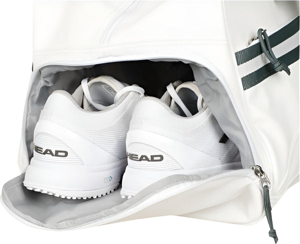 CarryQuest® - Tennistas - Tennis Draagtas - Djokovic Wimbledon - 40L - Wit - Schoenencompartiment - Squash-Tennis-Badminton-Pickleball-Padel - Wit/Groen