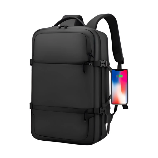 CarryQuest® - Toposhine Zakelijke Designer Rugzak - Ruime Opbergruimte + Ingebouwde Datakabel - Casual - Herenlaptoprugzak - Voor studenten - Zwart