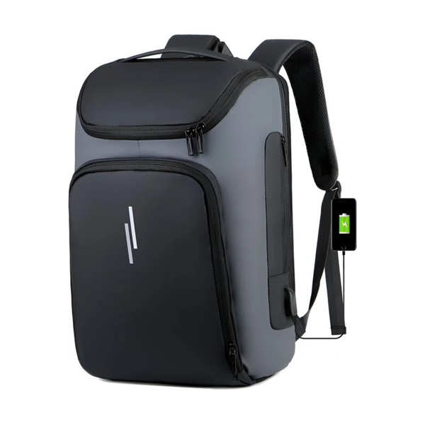 CarryQuest® - Grote Capaciteit Computer Rugzak - Waterdicht & Unisex - 36-55L - Geschikt voor 15" Laptop - Laptoptas - Schoudertas - Zwart met Grijs