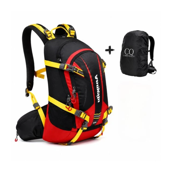CarryQuest® - 20L Fietsrugzak Schoudertas - Nylon Hydratatierugzak met Regenhoes, Hydratatie-indeling, Rugventilatie & Front-/Toploader - 47x28x16 cm - 2 Kleuren