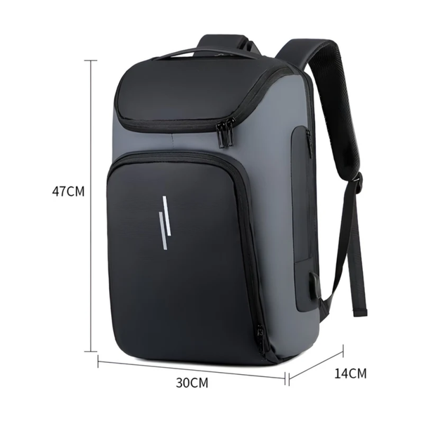 CarryQuest® - Grote Capaciteit Computer Rugzak - Waterdicht & Unisex - 36-55L - Geschikt voor 15" Laptop - Laptoptas - Schoudertas - Zwart met Grijs