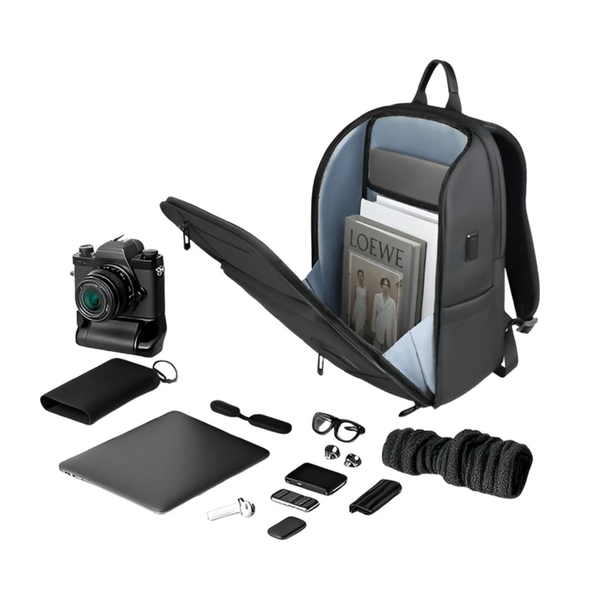 CarryQuest® - Reisdagrugzak - USB Duurzame Heren Rugzak - Werkaktentas - Grote Capaciteit + Waterbestendig + Slimme Opbergruimte - Grijs