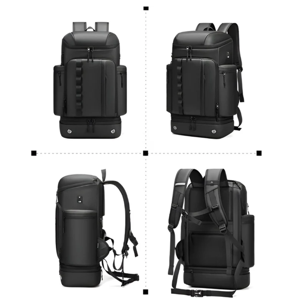 CarryQuest® - Reizen Wandelrugzak voor Mannen - 50L Capaciteit - Waterdicht Oxford-doek - Zwart