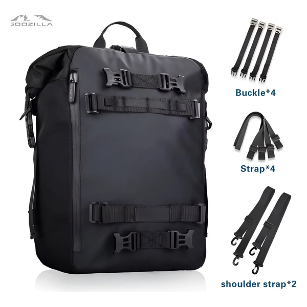 CarryQuest® - Motorfiets Achter Tas 20L Waterdicht Multifunctioneel Zadel Zijbagage Tas Fietsrugzak Universeel - Zwart 20L