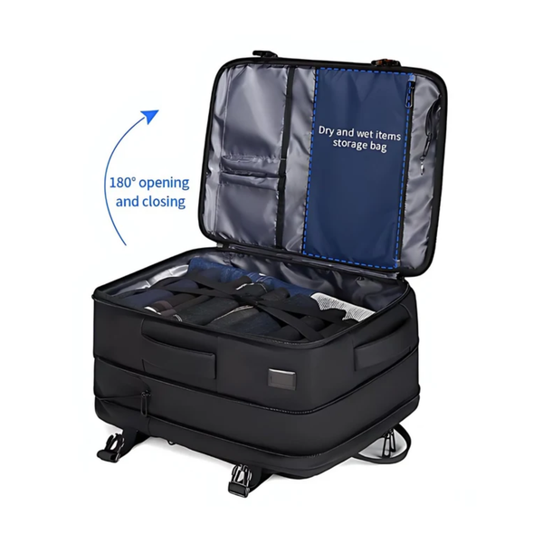 CarryQuest® - Multifunctionele Rugzak voor Heren - 20-35L Capaciteit - Hoogwaardige Nylon - Zwart
