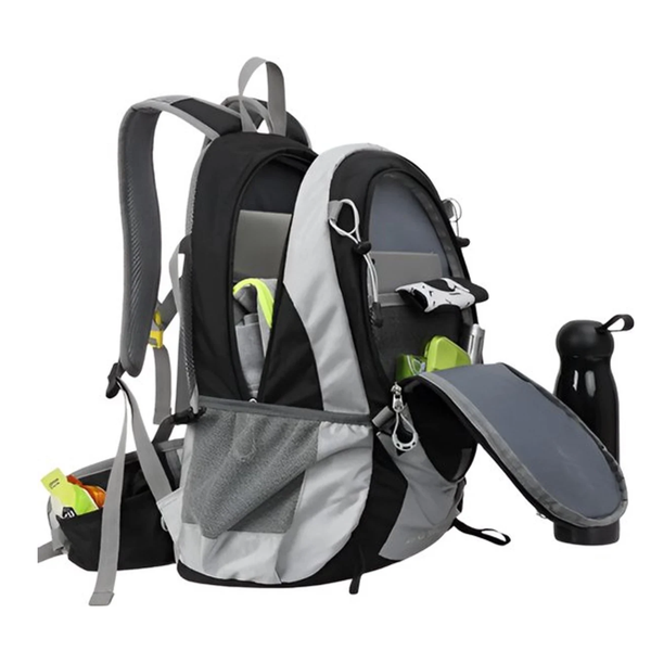 CarryQuest® - 25L Hydratatie Rugzak + 2L Waterzak - Polyester Fiets- & Wandelrugzak met Drinksysteem, Rugventilatie, Laptopvak & Front-/Toploader - 45x30x19 cm - 4 Kleuren
